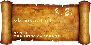 Kőmives Emil névjegykártya